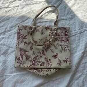 Vintage red floral and bird
